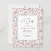 Blush Pink White Blätter Baby Shower Sip und sehen Einladung (Vorderseite)