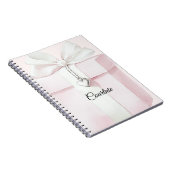 Blush Pink White Bow Geschenk Herz Charm Notizblock (Rechte Seite)