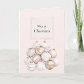 Blush Pink White Champagne Christmas Ornaments Karte (Vorderseite)