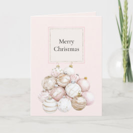 Blush Pink White Champagne Christmas Ornaments Karte