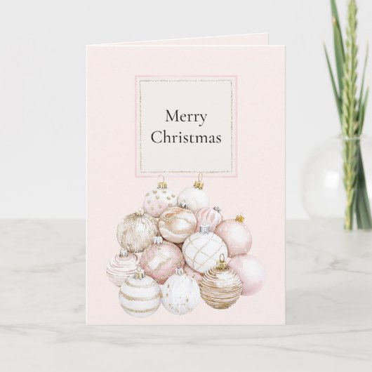Blush Pink White Champagne Christmas Ornaments Karte (Vorderseite)
