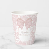 Blush Pink White Chinoiserie Brautparty Pappbecher (Rückseite)