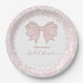 Blush Pink White Chinoiserie Brautparty Pappteller (Vorderseite)