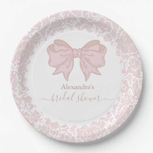 Blush Pink White Chinoiserie Brautparty Pappteller (Vorderseite)