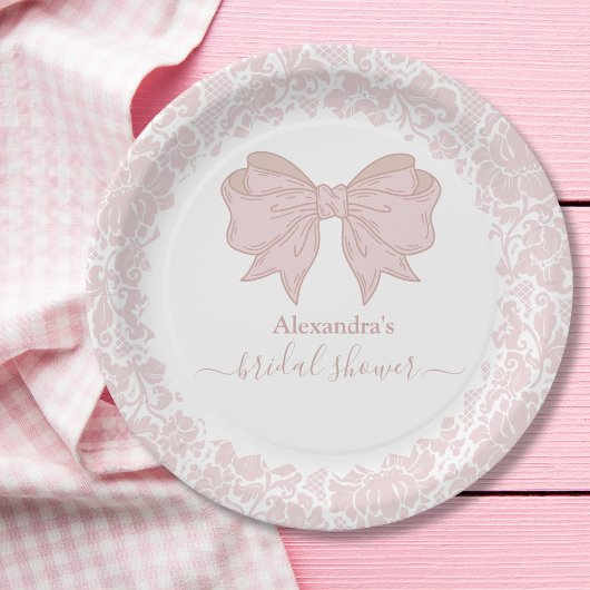 Blush Pink White Chinoiserie Brautparty Pappteller