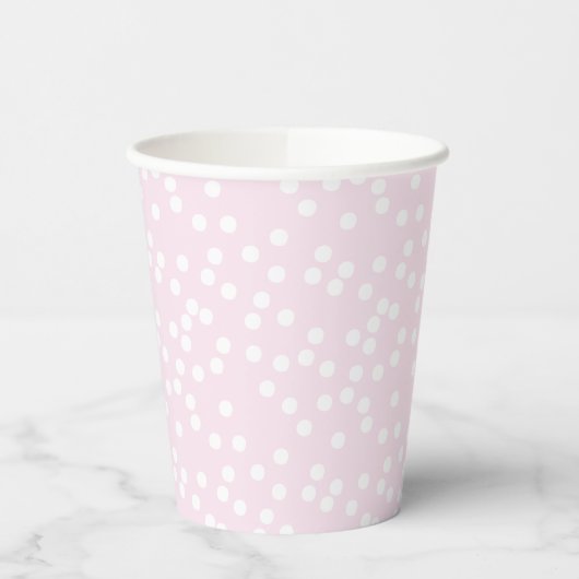 Blush Pink & White Confetti / Punkte Pappbecher (Links)