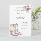 Blush Pink White Cowgirl Boost Hat Geburtstag Einladung (Stehend Vorderseite)