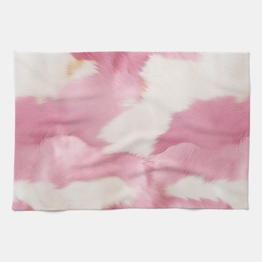 Blush Pink White Cowhid Animal Geschirrtuch (Horizontal)