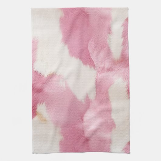 Blush Pink White Cowhid Animal Geschirrtuch (Vertikal)