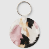 Blush Pink White Cowhid Animal Schlüsselanhänger (Rückseite)