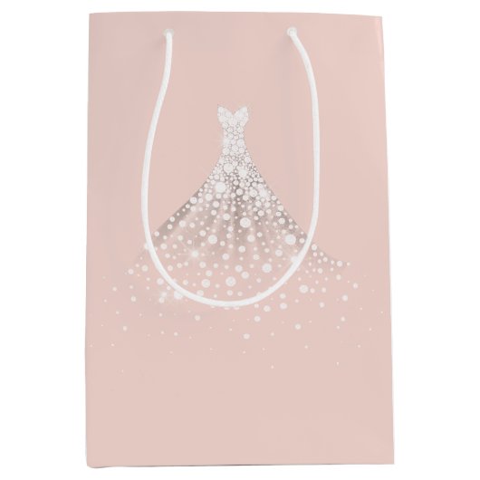 Blush Pink White Diamonds Wedress Dress Mittlere Geschenktüte (Vorderseite)