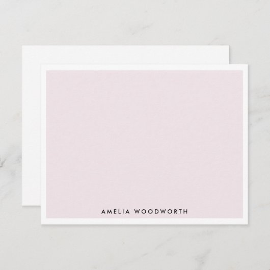Blush Pink White Elegant Classic Luxus Minimalisti Mitteilungskarte (Vorne/Hinten)