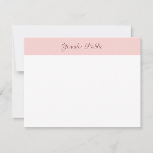 Blush Pink White Elegant Handwriting Script Name Mitteilungskarte (Vorderseite)