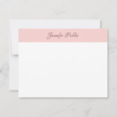 Blush Pink White Elegant Handwriting Script Name Mitteilungskarte (Rückseite)