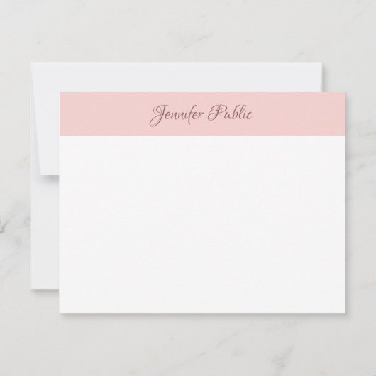 Blush Pink White Elegant Handwriting Script Name Mitteilungskarte (Rückseite)