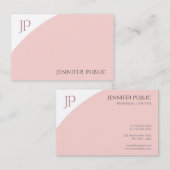 Blush Pink White Elegant Simple Modern Monogram Visitenkarte (Vorne/Hinten)