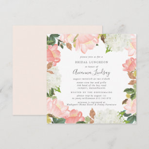Blush Pink White Floral Bridal Luncheon Einladung