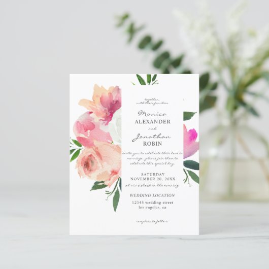 Blush Pink & White Floral Wedding (Stehend Vorderseite)