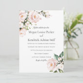 Blush Pink & White Floral Wedding Einladung (Stehend Vorderseite)