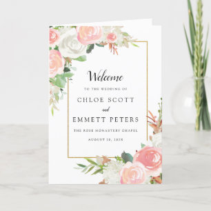 Blush Pink White Floral Wedlet Booklet Programm