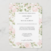 Blush Pink White Flowers Wedding Einladung (Vorne/Hinten)