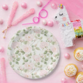 Blush Pink White Flowers Wedding Pappteller (Party)