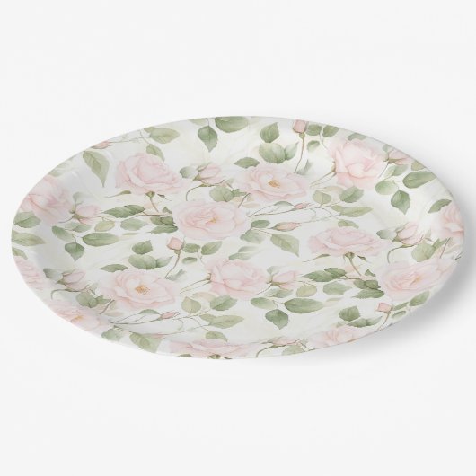 Blush Pink White Flowers Wedding Pappteller (Schrägansicht)