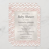 Blush Pink White Glam Glitzer Zig Zag Babydusche Einladung (Vorne/Hinten)