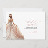 Blush Pink White Glam Gown Brautparty Vielen Dank Einladung (Vorderseite)