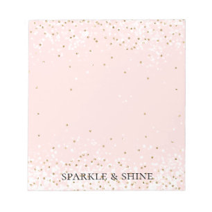 Blush Pink White Gold Confetti Glitz Sparkle   Notizblock