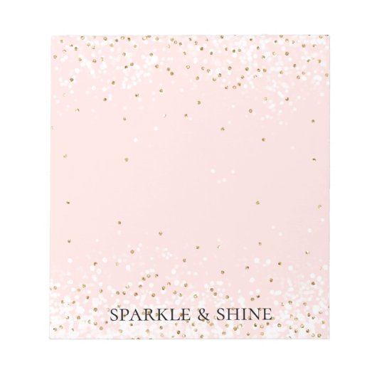 Blush Pink White Gold Confetti Glitz Sparkle Notizblock (Vorderseite)