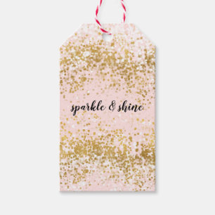 Blush Pink White Gold Confetti Sparkor Geschenkanhänger