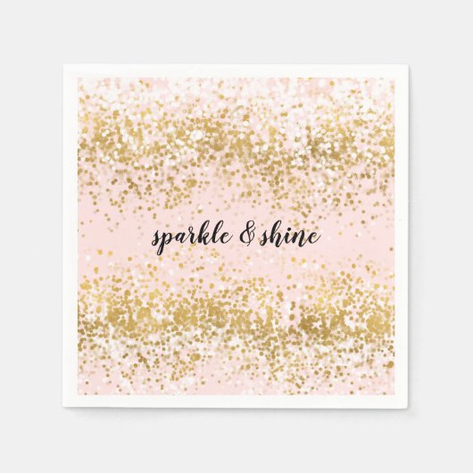 Blush Pink White Gold Confetti Sparkor Serviette (Vorderseite)
