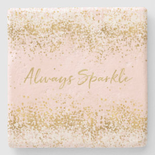 Blush Pink White Gold Confetti Sparkor Steinuntersetzer
