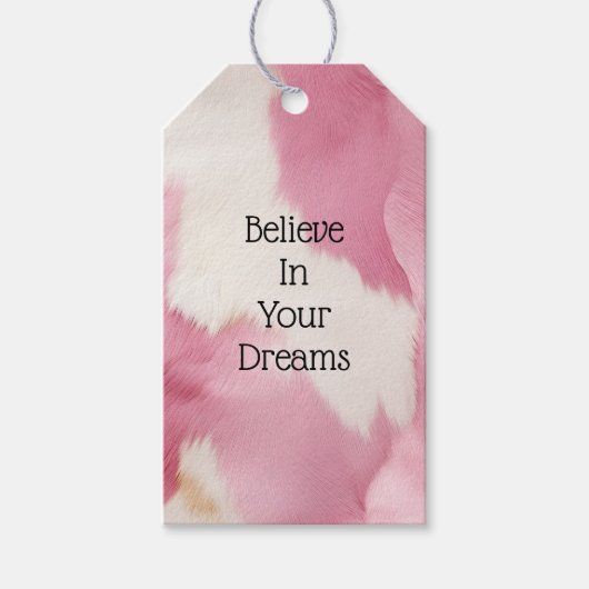 Blush Pink White Gold Cowhid Animal Geschenkanhänger (Vorderseite)