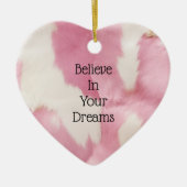 Blush Pink White Gold Cowhid Animal Keramik Ornament (Vorne)