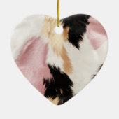 Blush Pink White Gold Cowhid Animal Keramik Ornament (Hinten)