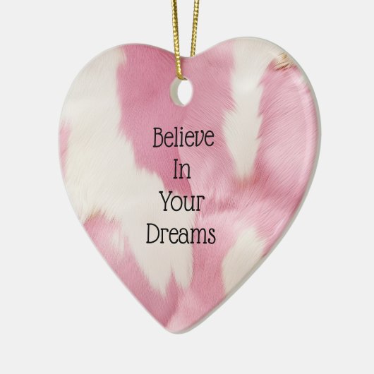 Blush Pink White Gold Cowhid Animal Keramik Ornament (Links)