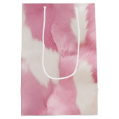 Blush Pink White Gold Cowhid Animal Mittlere Geschenktüte (Rückseite)