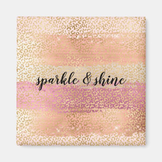 Blush Pink White Gold Girl Glam Leopard Print Magnet (Vorne)