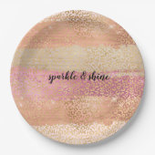 Blush Pink White Gold Glam Leopard Print Pappteller (Vorderseite)