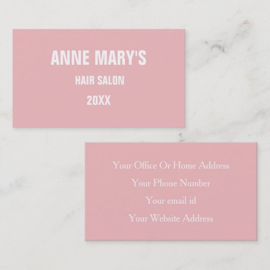 Blush Pink White Hair Salon Giro del Malcantone Visitenkarte (Vorne/Hinten)