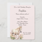 Blush Pink White Horse Tulips Geburtstag Einladung (Vorderseite)