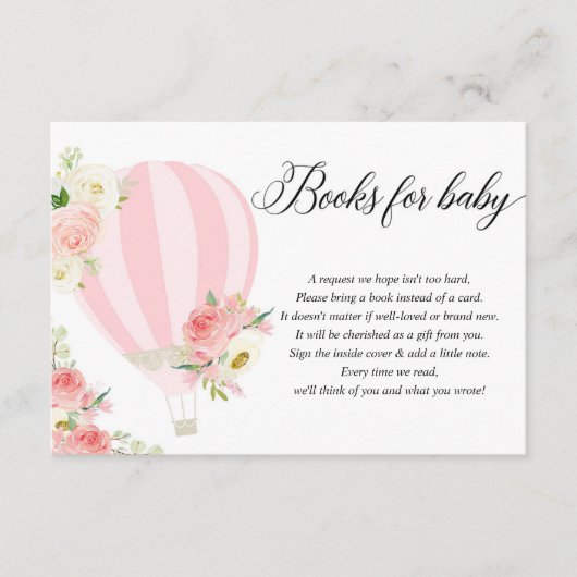 Blush Pink White Hot Air Ballon Buchanfrage Encl Begleitkarte (Vorderseite)