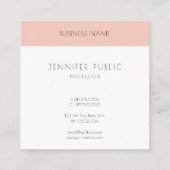 Blush Pink White Moderne einfache, elegante Vorlag Quadratische Visitenkarte (Rückseite)