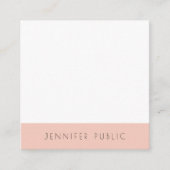 Blush Pink White Moderne einfache, elegante Vorlag Quadratische Visitenkarte (Vorderseite)