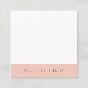 Blush Pink White Moderne einfache, elegante Vorlag Quadratische Visitenkarte