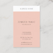 Blush Pink White Moderne Elegante einfache Vorlage Visitenkarte (Rückseite)