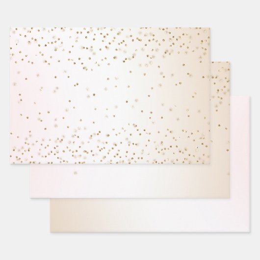 Blush Pink White Peach Ombre Gold Confetti Geschenkpapier Set (Set)