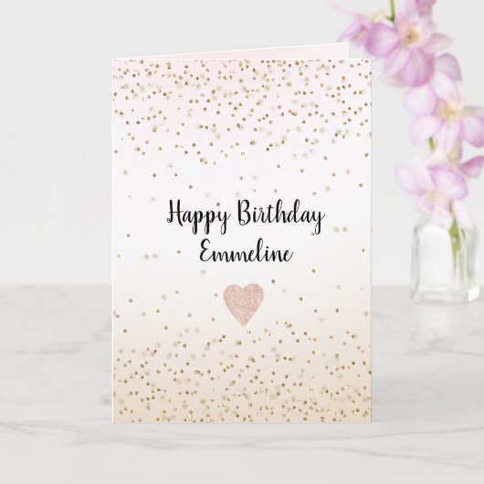 Blush Pink White Peach Ombre Gold Confetti Karte (Orchidee)